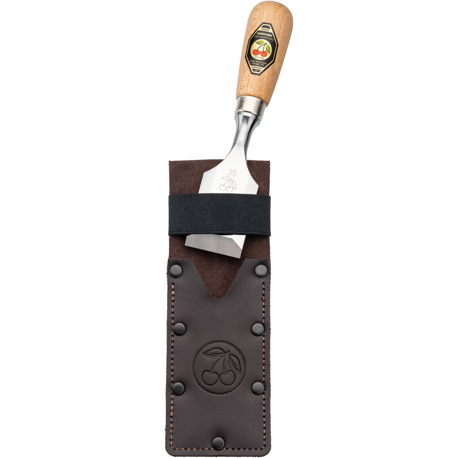 Kirschen Short chisel in leather holster, 35 mm