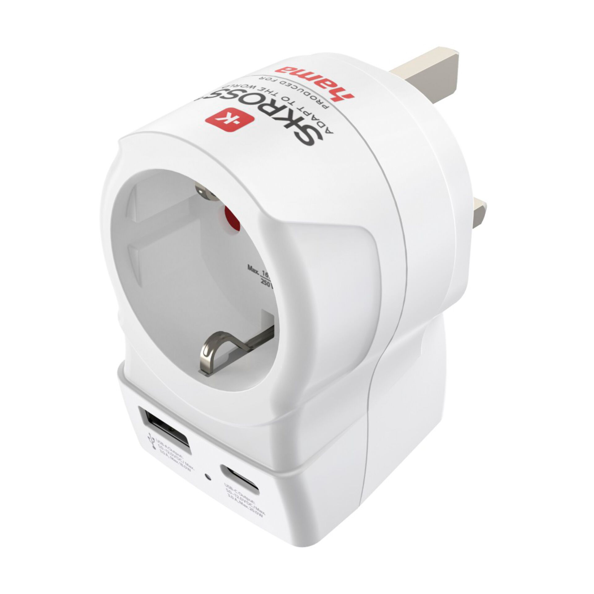 Hama Travel Adapter EU to UK USB-C (PD), 20 W