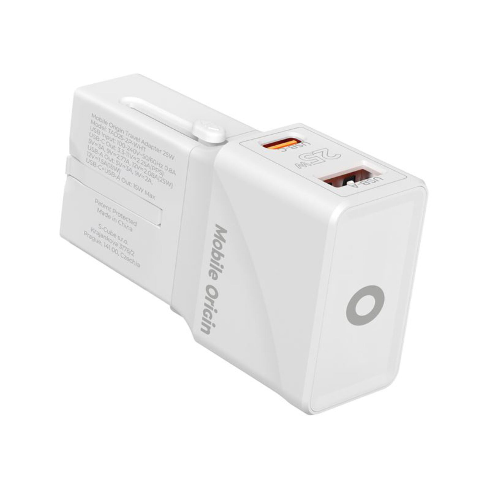 Mobile Origin Travel adapter 25W EU/US/UK/AU, white