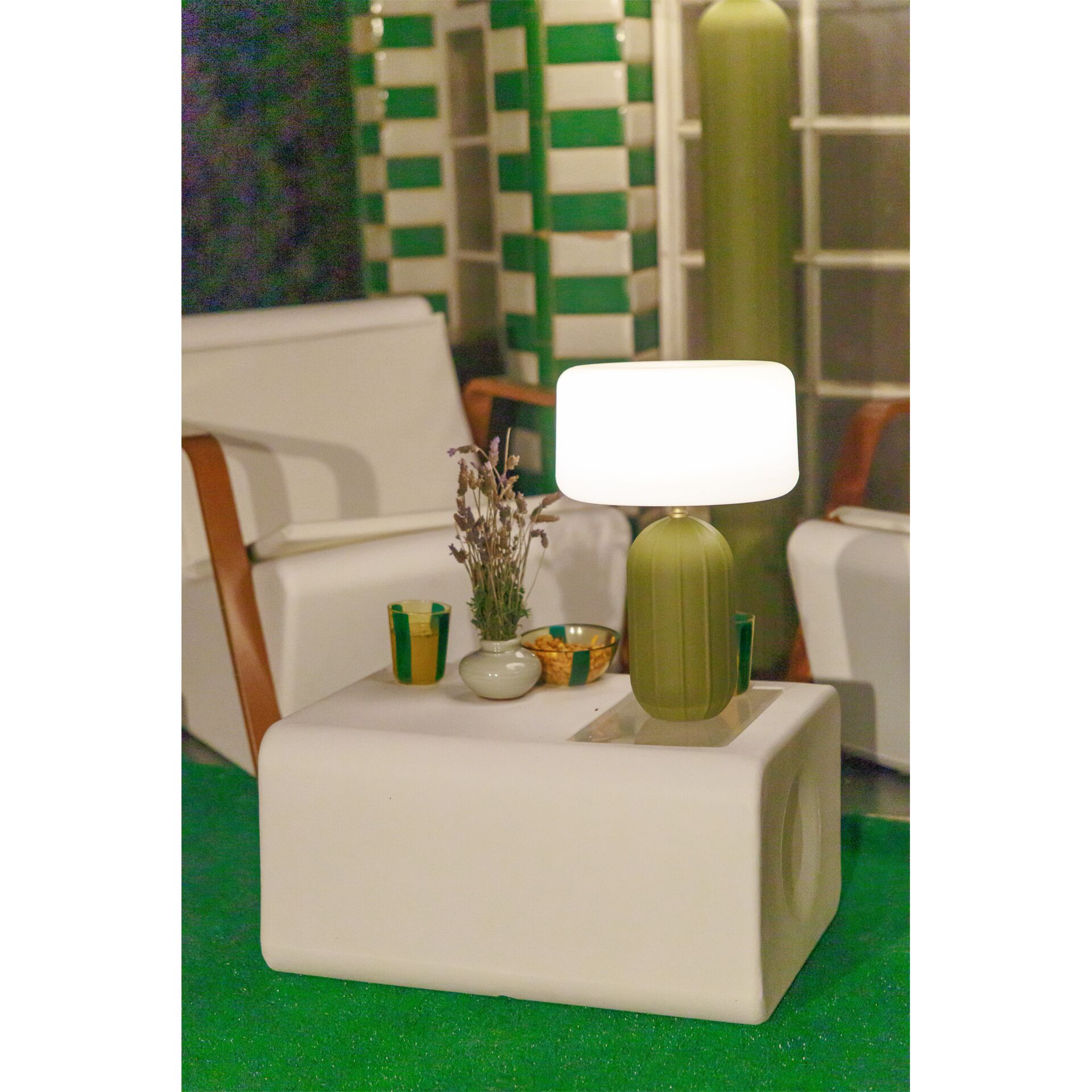 New Garden PHOEBE 40 olive Tischlampe