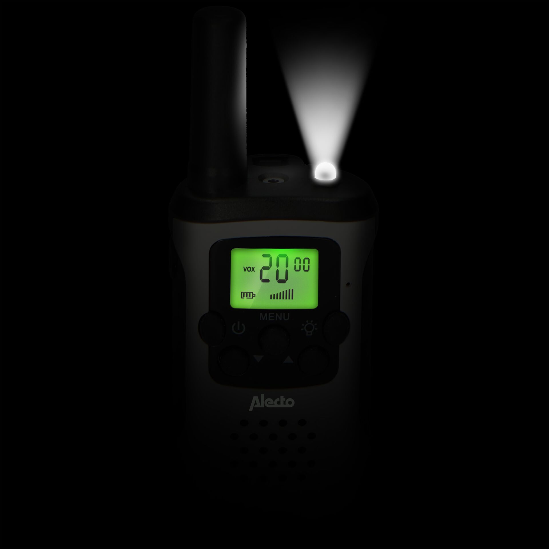 Alecto Walkie Talkie 2er Set 7 km Reichweite, Weiß/Schwarz