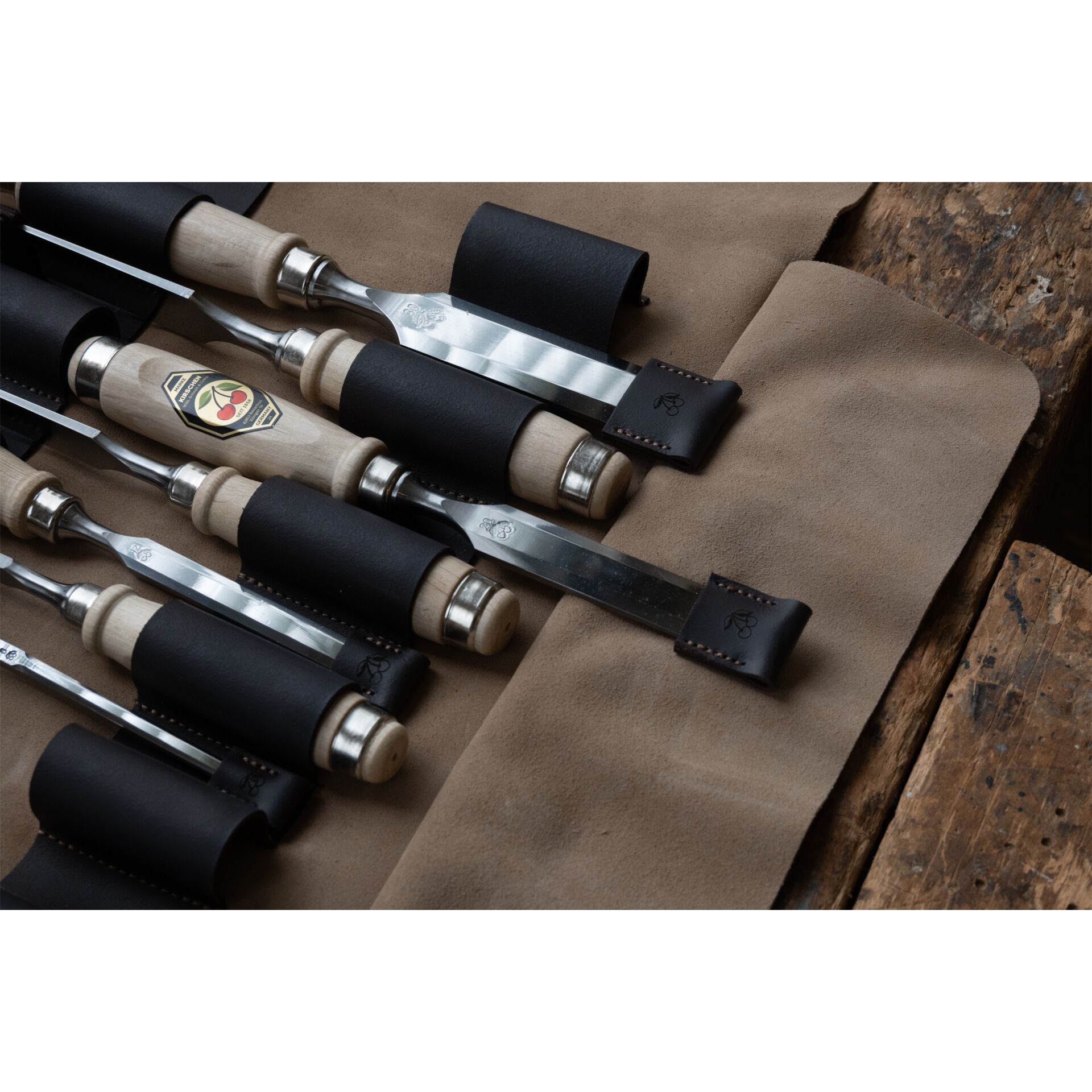 Kirschen Chisel set in leather case, 6 pcs.