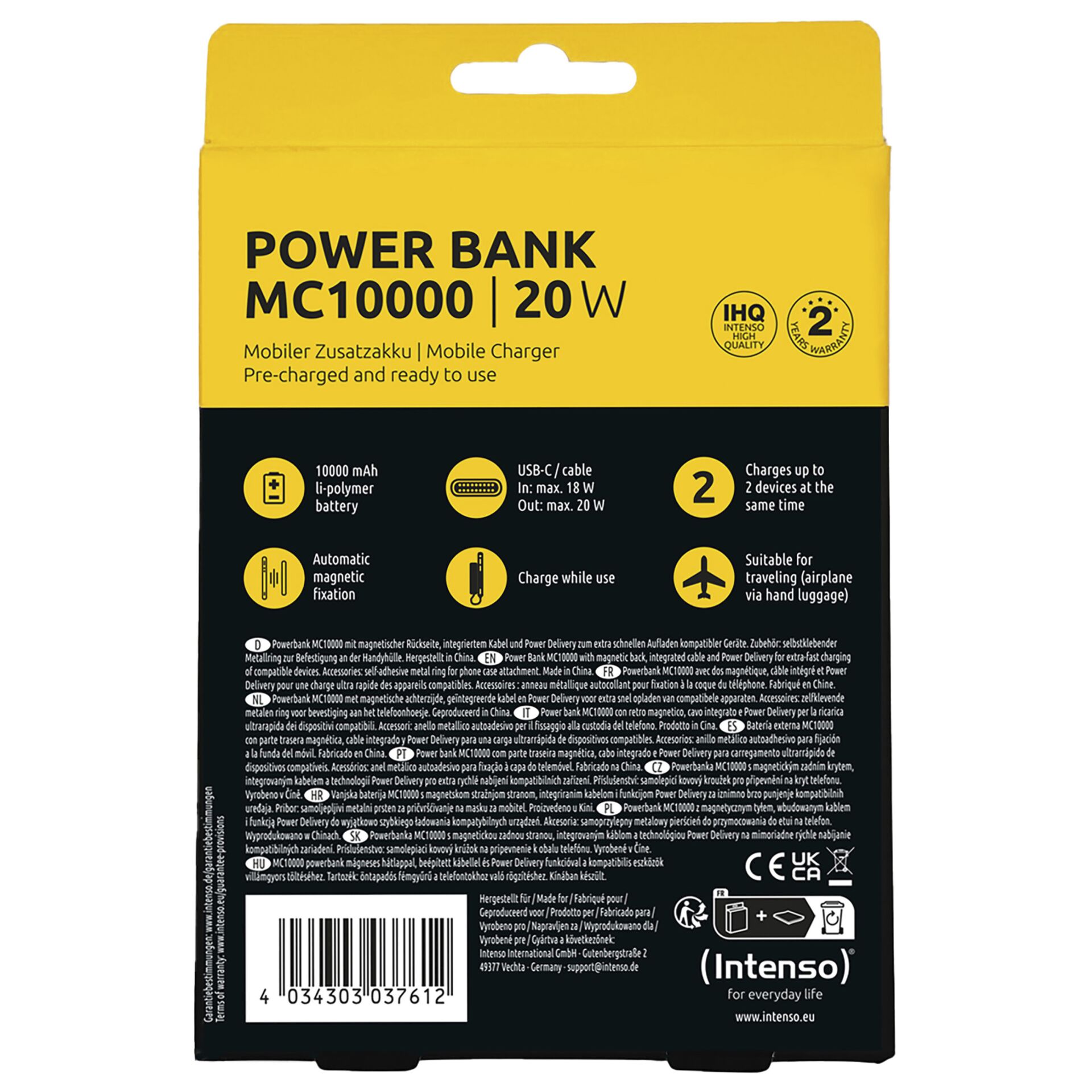 Intenso Powerbank MC10000 Black 10000 mAh Magnetic w. Metal Ring
