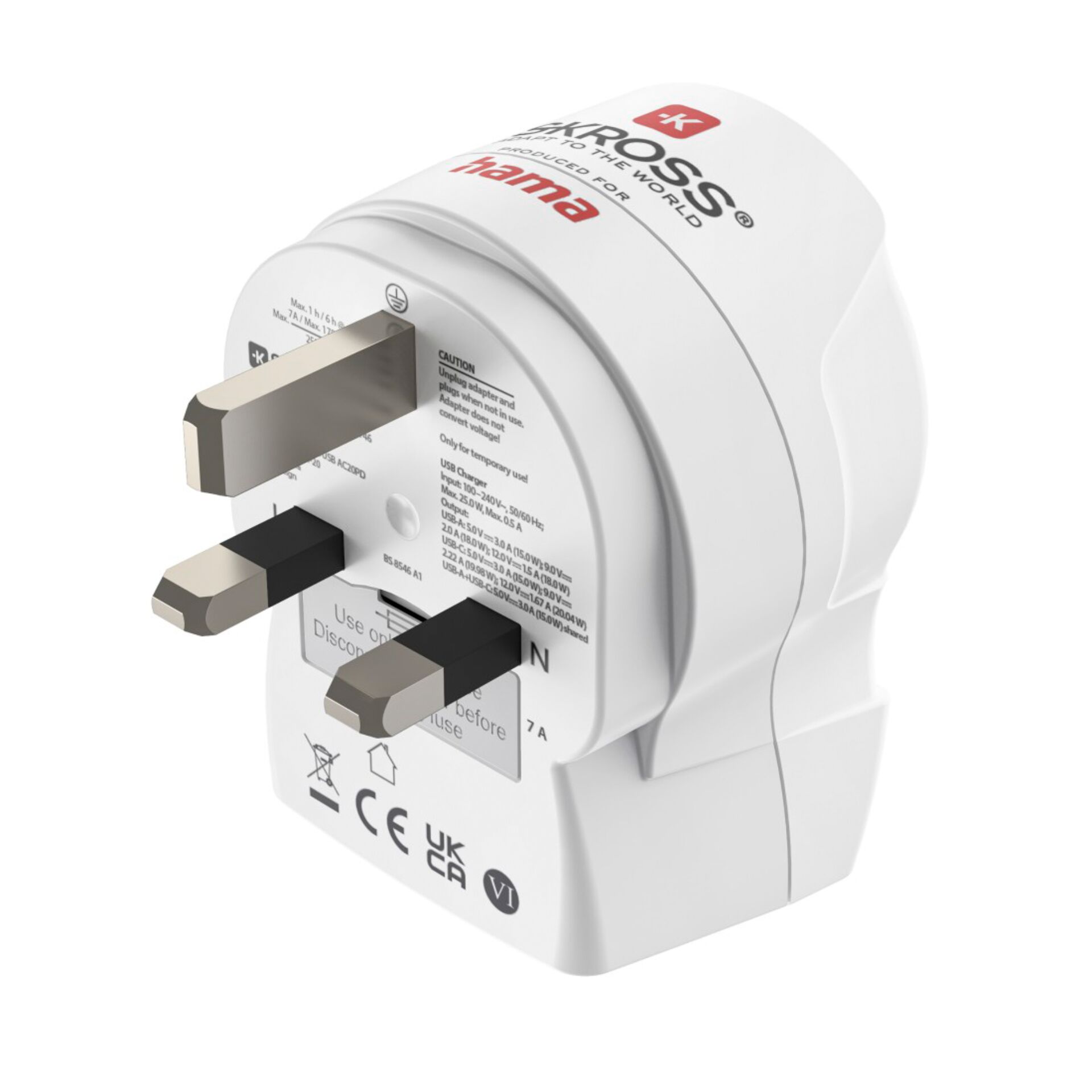 Hama Travel Adapter EU to UK USB-C (PD), 20 W