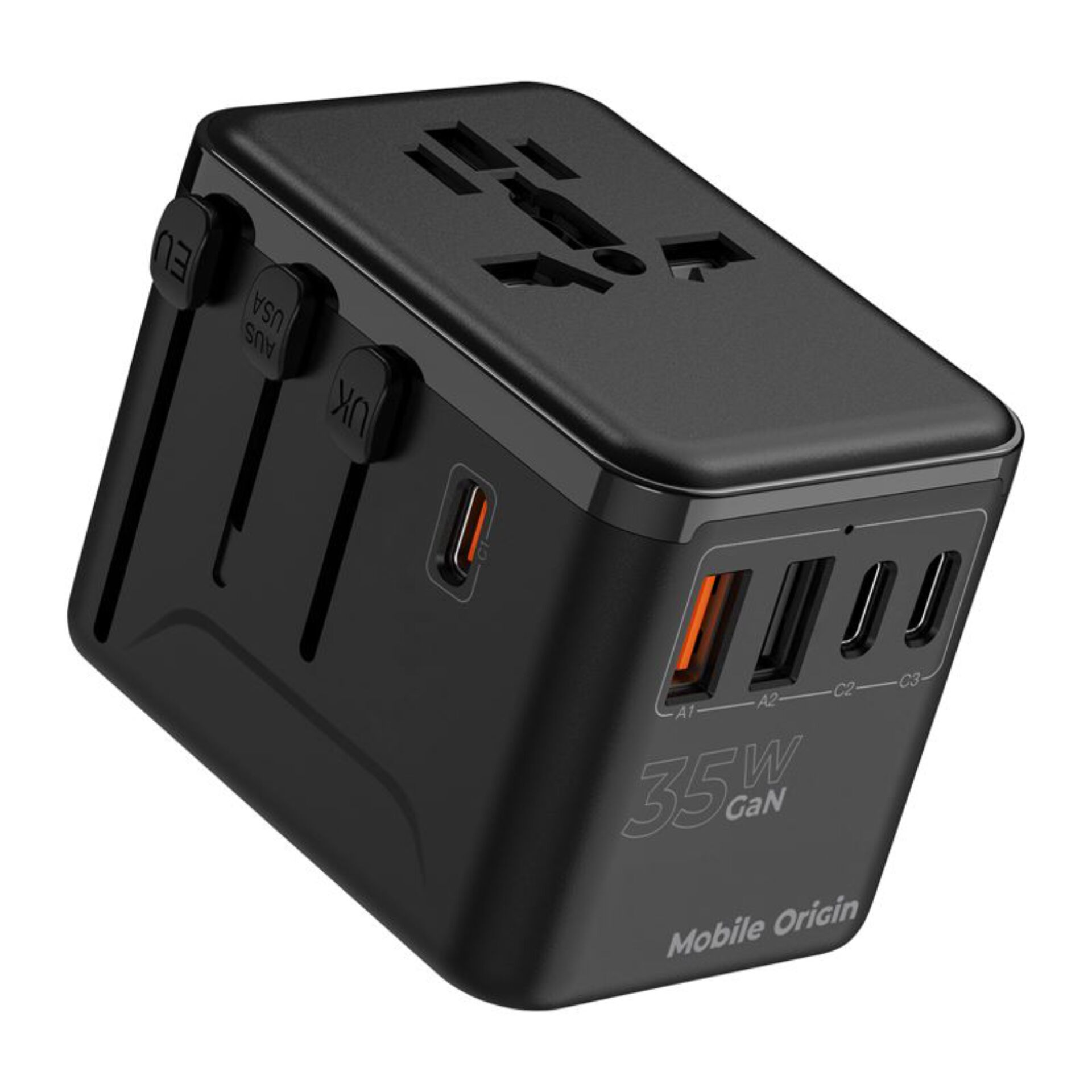 Mobile Origin 35W Travel Adapter GaN PW4 EU/UK/US/AUS 3C+2A