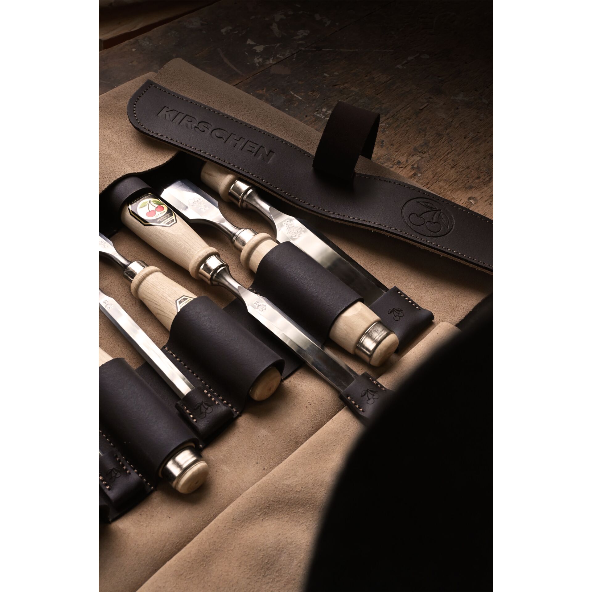Kirschen Chisel set in leather case, 6 pcs.