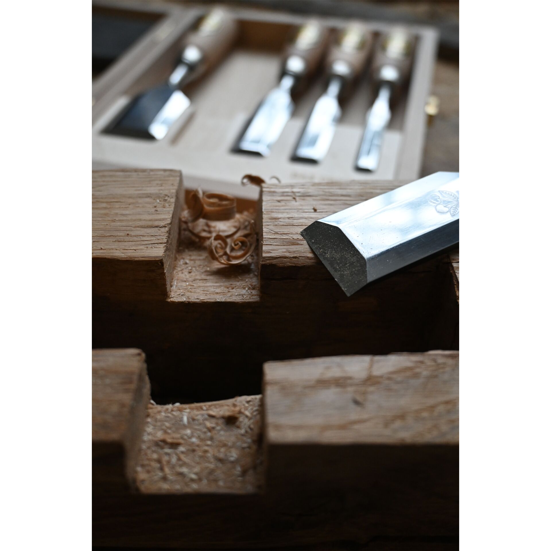 Kirschen Short chisel set in wooden box, 5 pcs.