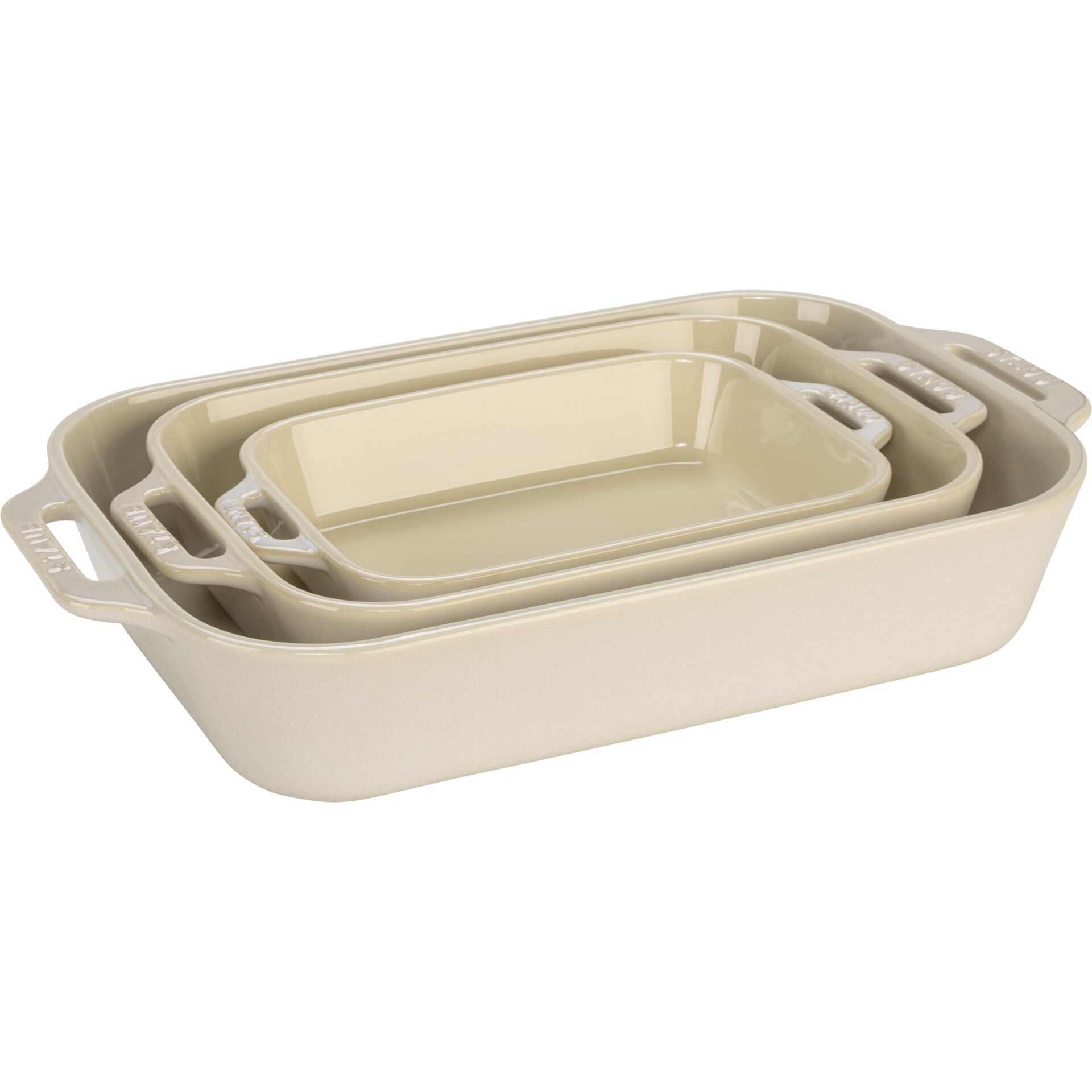 Staub Ceramic 3-pc Rectangular Baking Dish Set, White