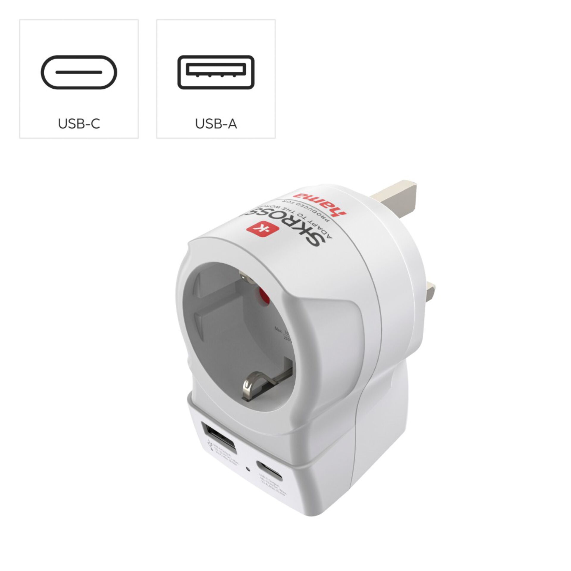 Hama Travel Adapter EU to UK USB-C (PD), 20 W