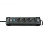 Brennenstuhl Extension Lead 4-fold Premium-Line 1,8m black