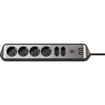 Brennenstuhl estilo Corner 6-way Extension Lead  black