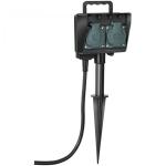 Brennenstuhl 2-way garden socket outlet with earth spike