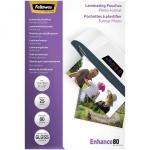 Fellowes Glossy 80 Micron Photo Laminating Pouch - 10x15cm