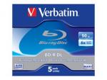 1x5 Verbatim BD-R Blu-Ray 50GB 6x Speed, white blue Jewel Case