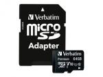 Verbatim microSDXC          64GB Class 10 UHS-I incl Adapt. 44084