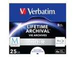 1x5 Verbatim M-Disc BD-R Blu-Ray 25GB 4x Speed, Jewel Case print.